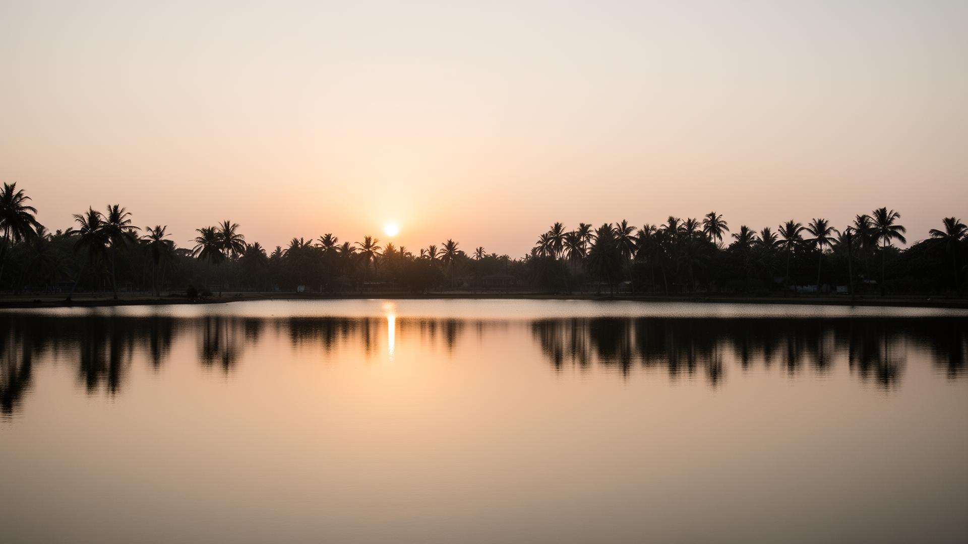 Central Florida lakefront at golden hour